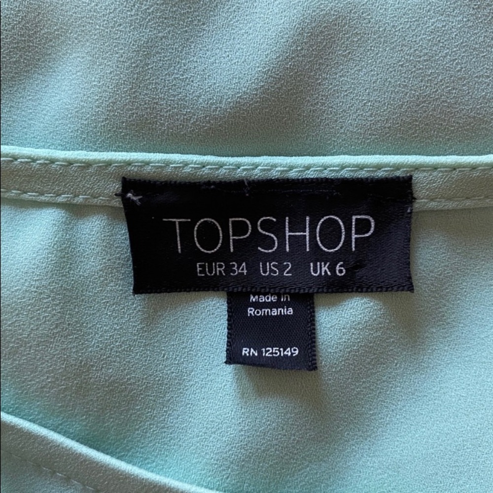 Topshop Blouse Short Sleeves Green Size 2 - Picture 3 of 9